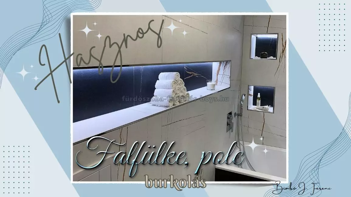 fürdőszoba felújítás, polc burkolás